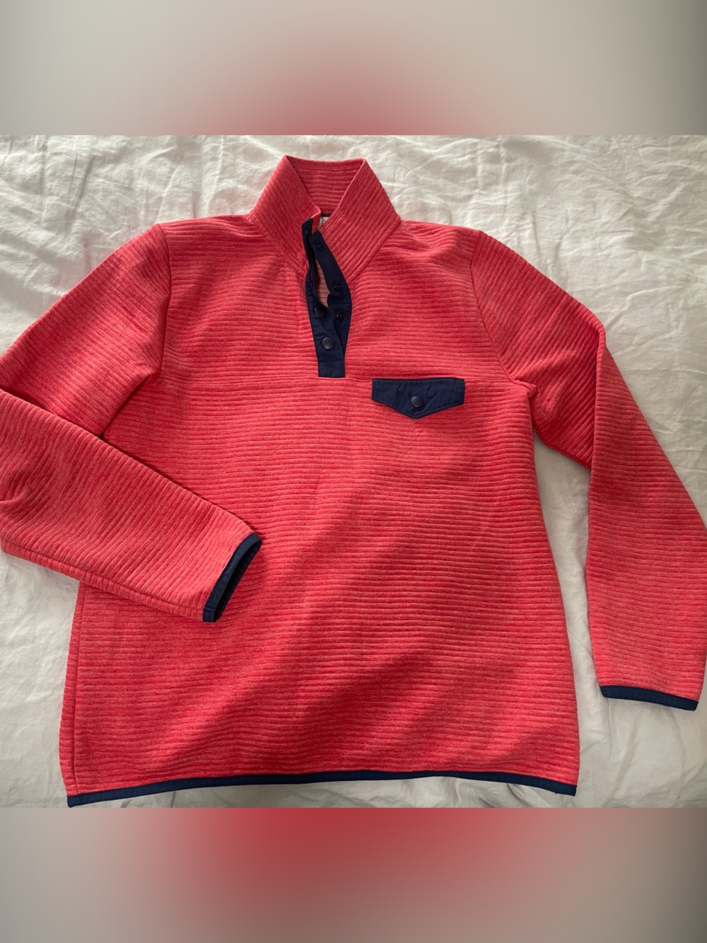 Quarter-Placket Sweater with Contrast Trim